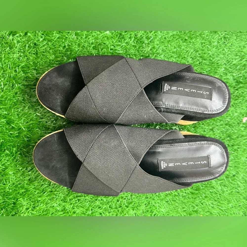Steven by Steve‎ Madden Kaycee Black Fabric Espadrille Sandals Size 8.5M
